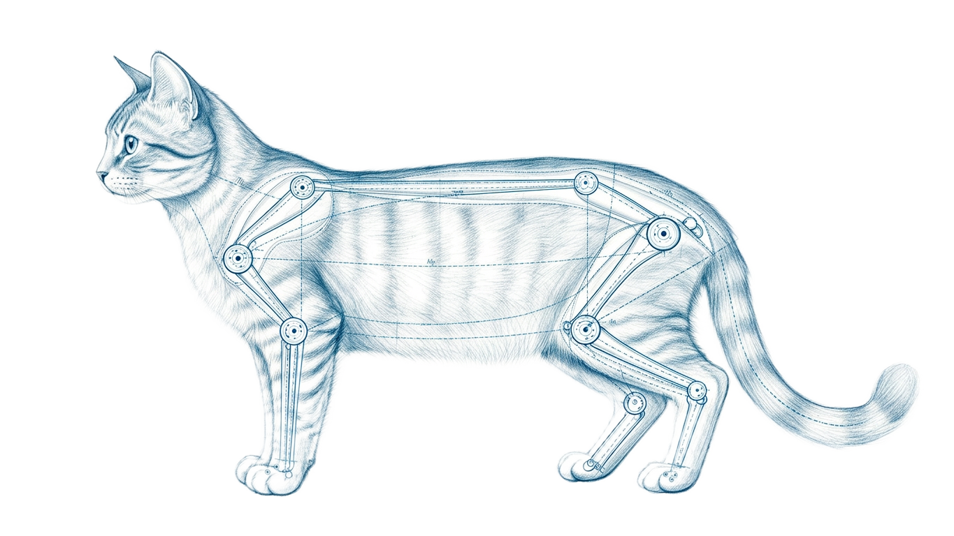 Feline anatomical reference diagram